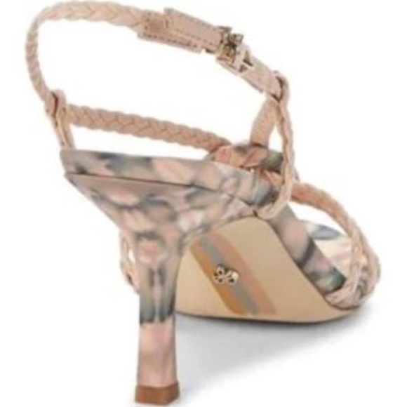 SAM EDELMAN 'Pankin' Seashell Pink Braided Strappy Slingback Heeled Sandals - Picture 4 of 12